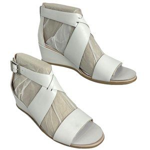 Ecco Shoes Women Sandals Sz 10-10.5 EU 41 Shape 35 Wedge White Leather $150 Nib